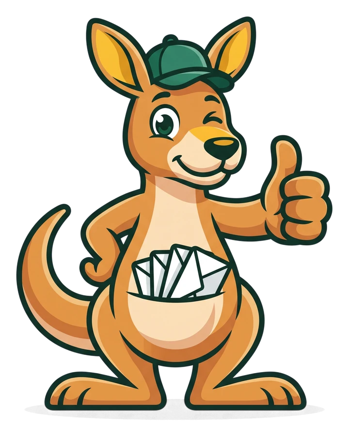 Roo the kangaroo giving a thumbs up