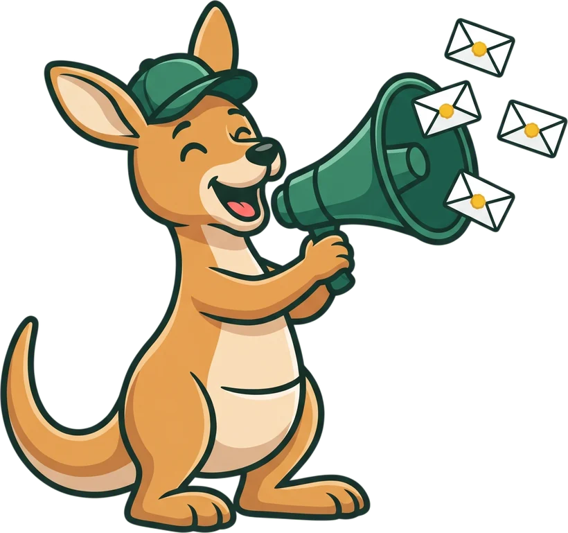 Roo the kangaroo with a megaphone
