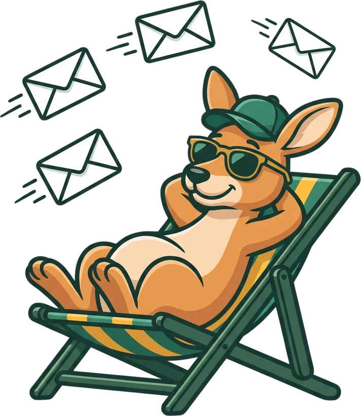Roo the kangaroo relaxing in a deckchair
