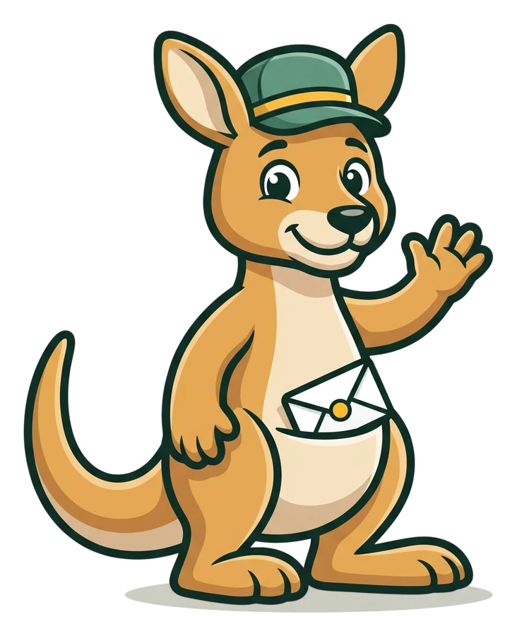 Roo the kangaroo waving hello